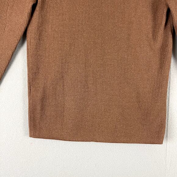 Anthropologie Maeve Thea Sweater Womens Large Brown Metallic Ribbed V Neck - Picture 14 of 16